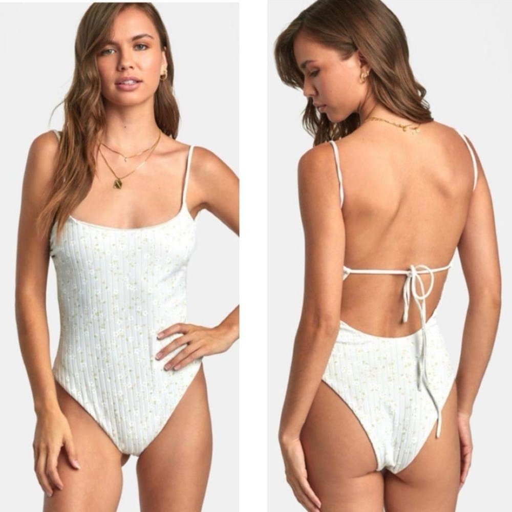 RVCA Women's White Floral Swimsuit-one-piece